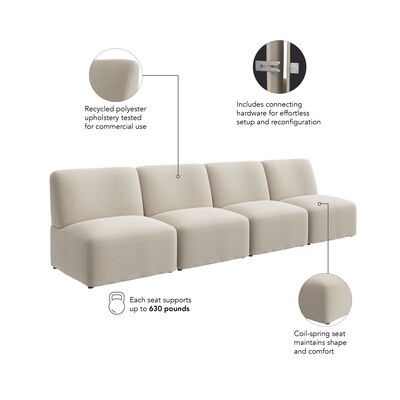 Bush Business Furniture Assemble Modular 4 Seater Sectional Sofa, Oat Fabric (ASM003OTF)