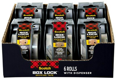 Scotch Box Lock 1.88 Packing Tape Dispenser, Clear, 6/Pack (1956)