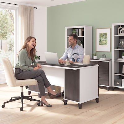 Bush Home Somerset 60" W Office Computer Desk with Drawers, Storm Gray (WC81028K)
