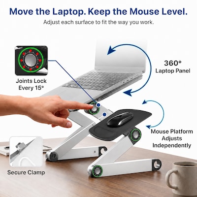 Uncaged Ergonomics WorkEZ Cool 16" Laptop Cooling Stand with 2 Fans, 3 USB Ports, Silver (WECs)