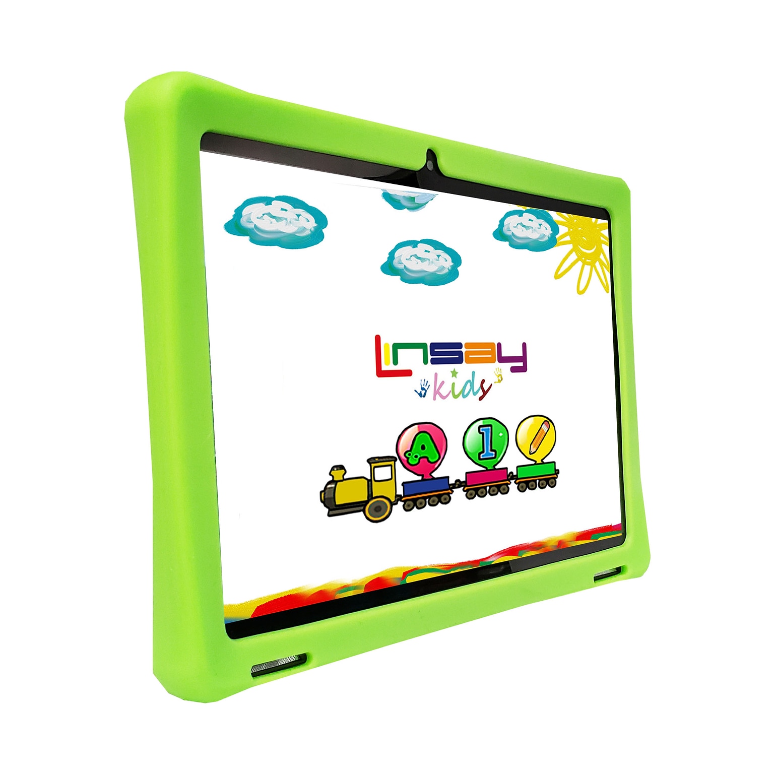 LINSAY 10.1 OCTA CORE Android 13 Tablet Bundle with Green Kids Defender Case, 128GB, Green (F10IPGKIDSG)