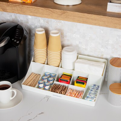 Mind Reader 11 Compartment Plastic Coffee Cup and Condiment Organizer, White (COMORG-WHT)