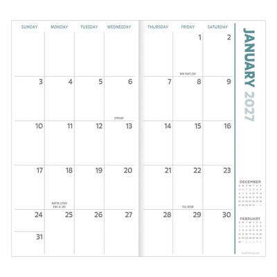 2027 TF Publishing Vintage Blooms 3.5 x 6.5  Monthly Standard Planner, Paperboard Cover, Multicolored (27-7036)
