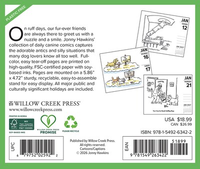2027 Willow Creek Dog Cartoon-a-Day by Jonny Hawkins 5.4 x 6.2 Day-to-Day Calendar (63422)