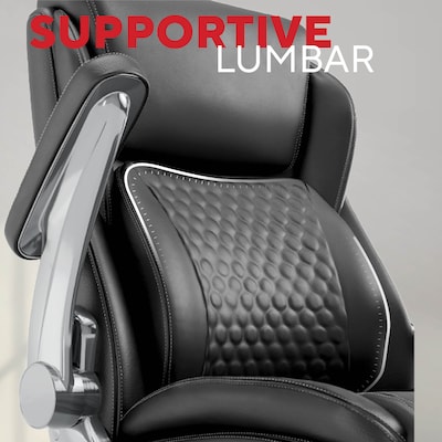 Staples Randolph Ergonomic Bonded Leather Executive Big & Tall Chair, 400 lb. Capacity, Black (ST62818)