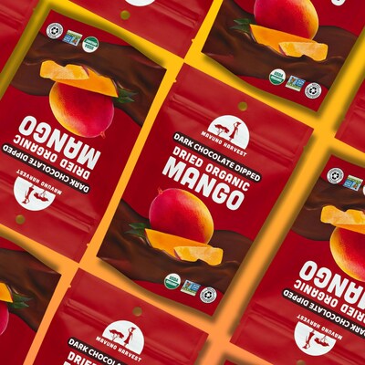 Mavuno Harvest Organic Dried Mango Dipped in Dark Chocolate Fruit Snacks, 1 lb. Bag (MAHW-CMNG1LB)