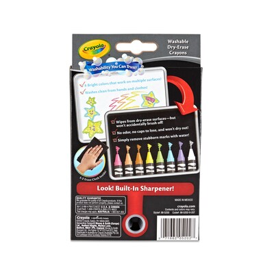 Crayola Washable Dry Erase Crayon, Assorted Colors, 8/Box (98-5202)