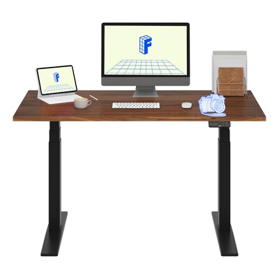 FlexiSpot E7COMMERCIAL 55W Electric Height Adjustable Standing Desk, Black Walnut/Black(E7BCOM5528