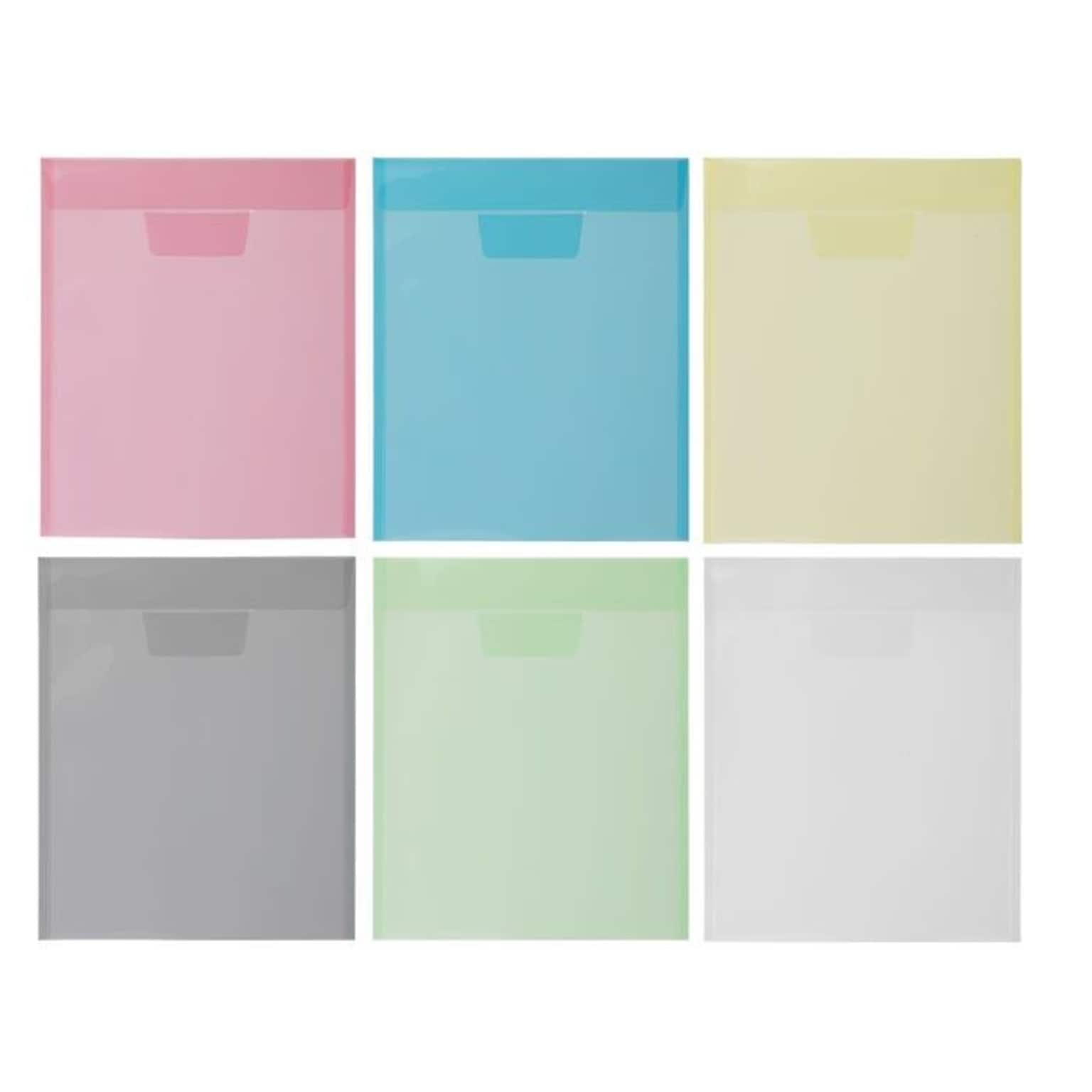 JAM PAPER Plastic Envelopes with Tuck Flap Closure, Letter Open End, 9 7/8 x 11 3/4, Assorted Colors, 6/Pack (15438683)
