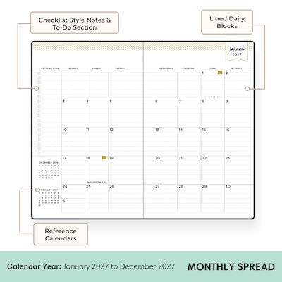 2027 Blue Sky Day Designer 5" x 8" Weekly & Monthly Planner, Black (163809)