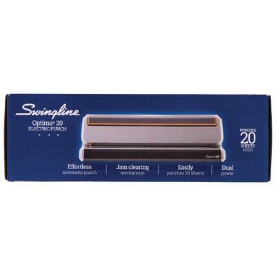 Swingline® Optima® 20 Electric 3-Hole Punch, 20 Sheet Capacity, Black (A7074520)