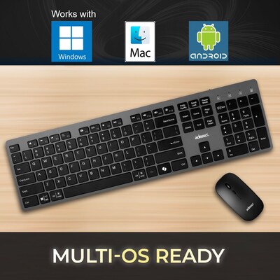 Adesso EasyTouch 730 Wireless Keyboard and Optical Mouse Combo, Black (WKB-7300)