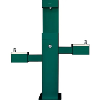 Global Industrial Outdoor Bottle Filler w/Bi-Level Drinking Fountain & Pet Station, Green (761221GN)