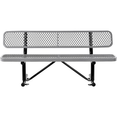 Global Industrial 6 Outdoor Steel Bench w/ Backrest, Expanded Metal, Gray (277154GY)