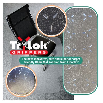 Floortex Cleartex TrYlok Vinyl Lipped Chair Mat for Low Pile Carpets up to 1/4", 35" x 47", Clear (NRCMFLVT0003)
