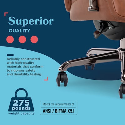 La-Z-Boy Symphony Ergonomic Bonded Leather Swivel Executive Chair, Cognac and Graphite (CCHR10013C)