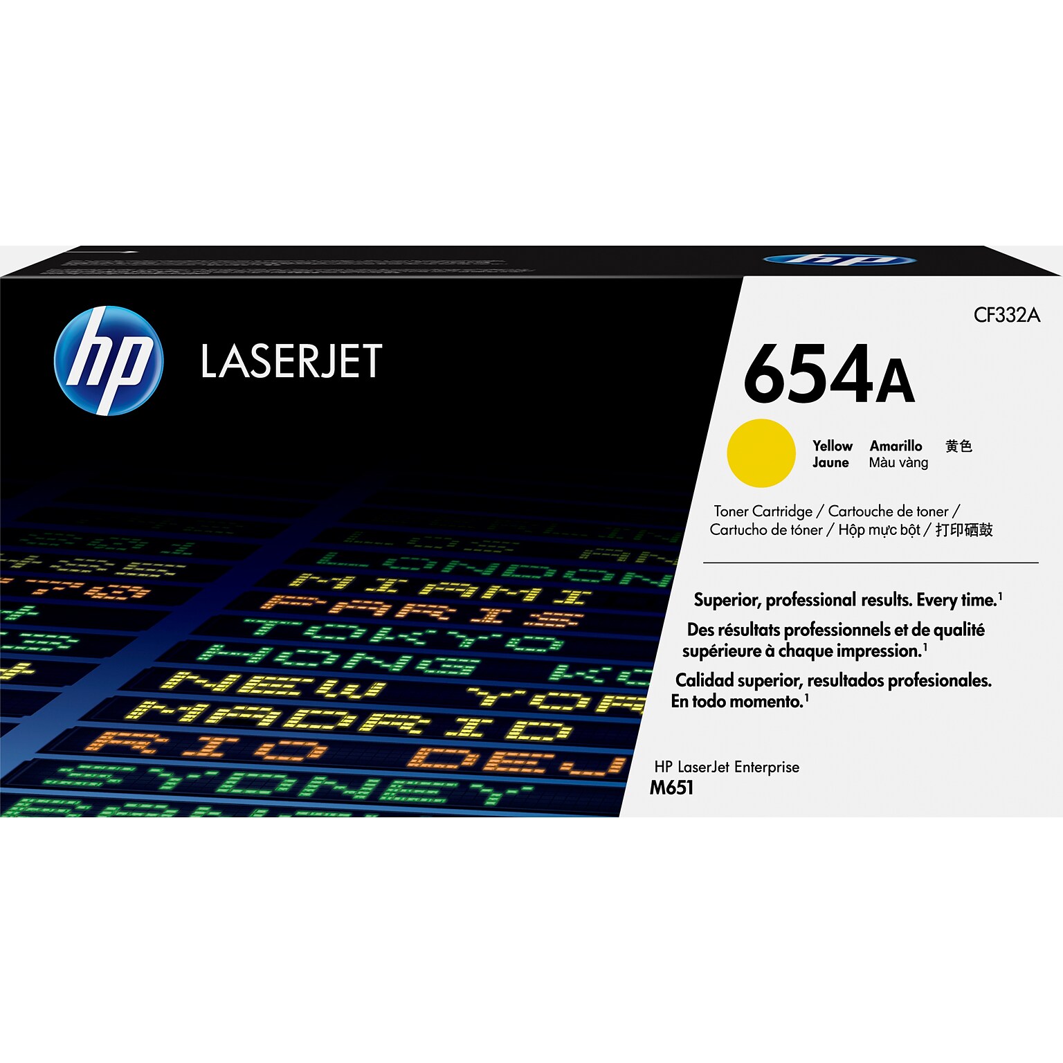 HP 654A Yellow Standard Yield Toner Cartridge, Prints Up to 15,000 Pages (CF332A)