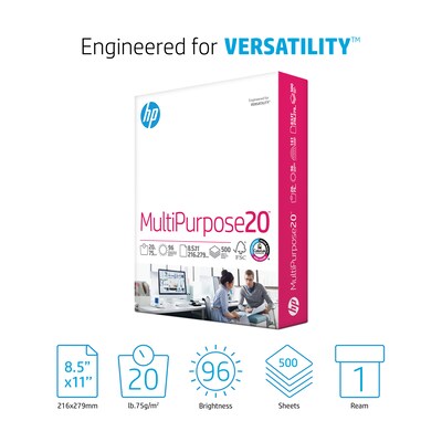 HP 8.5" x 11" Multipurpose Paper, 20 lbs., 96 Brightness, 500 Sheets/Ream (HPM1120)