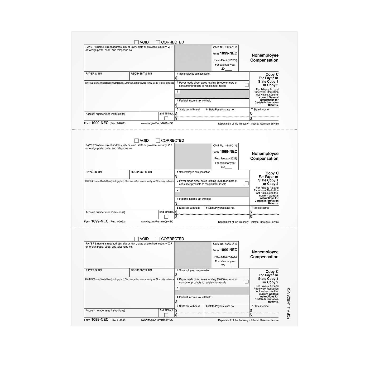 TOPS 2023 1099-NEC Tax Form, Copy C, 150/Pack (LNECPAY2)