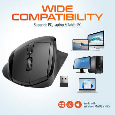 Delton S30 Wireless Ergonomic Optical Mouse, Black (DMERGS30-WB)