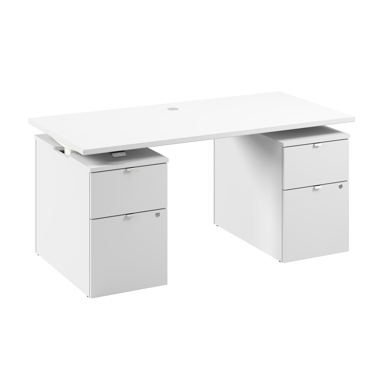 Bush Business Furniture Stratus 60W Electric Rectangular Adjustable Standing Desk with Drawers, White (SUT009WH)