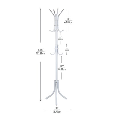 Mind Reader Freestanding Coat Rack, White, Metal (COATRACK11-WHT)