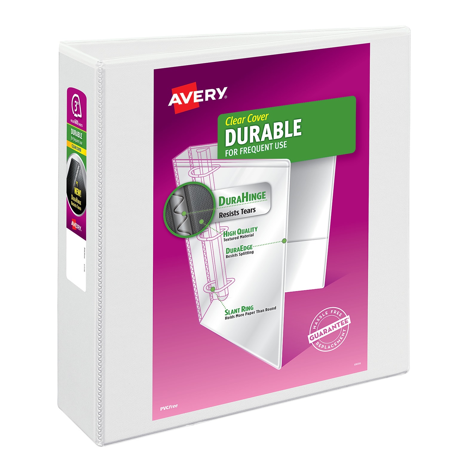 Avery 3 3-Ring View Binders, D-Ring, White (09701)