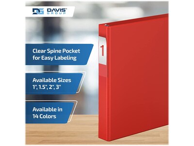Davis Group Premium Economy 1" 3-Ring Non-View Binders, D-Ring, Red, 6/Pack (2301-03-06)