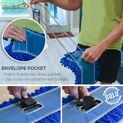 BISON LIFE Kleen Handler Microfiber Dust Mop Head, 6.75" x 24", Blue, 12/Pack (BPES-LEBDM-24-12)