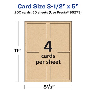 Avery Integrated Cards, 3.5" x 5", Matte Kraft Brown, 200/Box (95273)