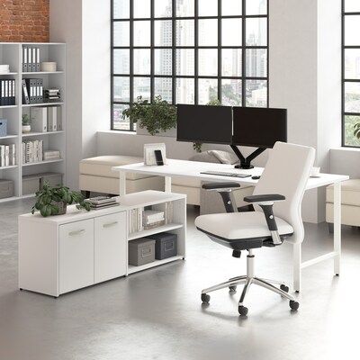 Bush Business Furniture Hustle 72W Computer Desk and Low Storage Cabinet with Doors and Shelves, Wh
