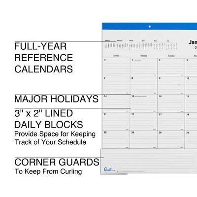 2024 Quill Brand® 22 x 17 Monthly Desk Pad, Blue (5216324QCC)