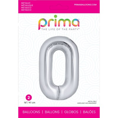 Party City (Air-Filled) 16 #0 Foil Balloon, Silver, 2/Pack (AM60050245-18)
