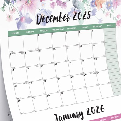 2026 Blueline Colorful Passion Floral 12.25" x 27" Three-Month Wall Calendar (C171129)