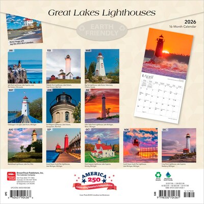 2026 BrownTrout Great Lakes Lighthouses 12 x 12 Monthly Wall Calendar (9798330704361)