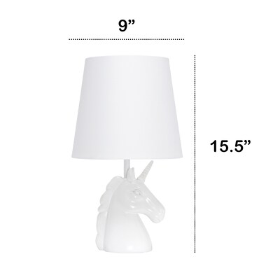 Creekwood Home Whimsilux 15.5" LED Table Lamp, White/Iridescent Glitter (CWT-2023-IR)