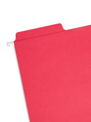 Smead FasTab Hanging File Folders, 1/3-Cut Tab, Letter Size, Red, 20/Box (64096)