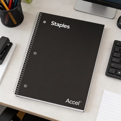 Staples Premium 1-Subject Notebook, 8.5" x 11", Graph Ruled, 100 Sheets, Black (TR58322)