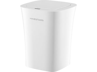 Nine Stars Plastic Sensor Trash Can, 2.6-Gallon, White (DZT-10-11)