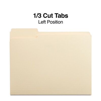 Staples® File Folders, 1/3 Cut Tab, Letter Size, Manila, 100/Box (TR116749)