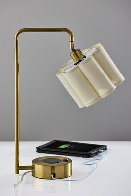 Adesso Dover Supercharger Incandescent Desk Lamp, 22.25"H, Antique Brass/Off-White (2616-21)