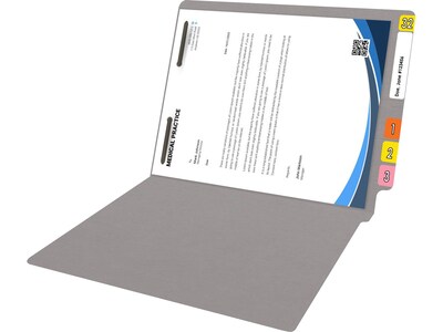 Medical Arts Press Reinforced End Tab File Folder, Straight Cut, Letter-Size, Gray, 50/Box (S-01501-GRY)