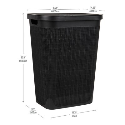 Mind Reader 15.85-Gallon Hamper with Lid, Plastic, Black (60FABHAMP-BLK)