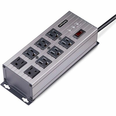 Startech 8-Outlet Surge Protector, 12 Cord, Space Gray (8N515S12-POWER-STRIP)