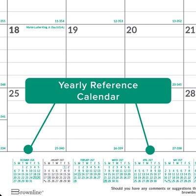 2027 Brownline EcoLogix 22" x 17" Monthly Desk Pad Calendar, White/Green (C177437-27)