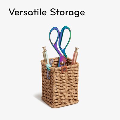 U Brands Woven Paper Rope/Metal Pencil Cup, Brown (6087U01-16)