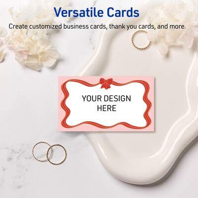 Avery Gold-Pink Bow Matte Blank Card, White, 80/Pack (S00-FF9)