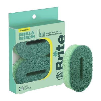 Brite by Scotch-Brite Refill & Refresh Replacement Scrubbers, 2/Pack (BRRF-8)