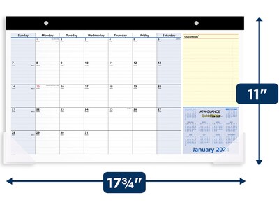2024 AT-A-GLANCE QuickNotes 17.75" x 11" Monthly Desk Pad Calendar, Blue/Yellow (SK710-00-24)