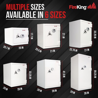 FireKing Fire-Rated Safe with Adjustable Shelf, 1.2 Cu. Ft., White (KF1114-1WHE)